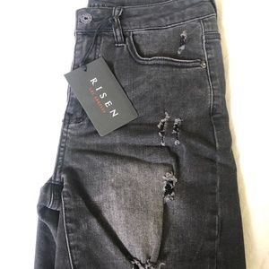 Black distressed shorts